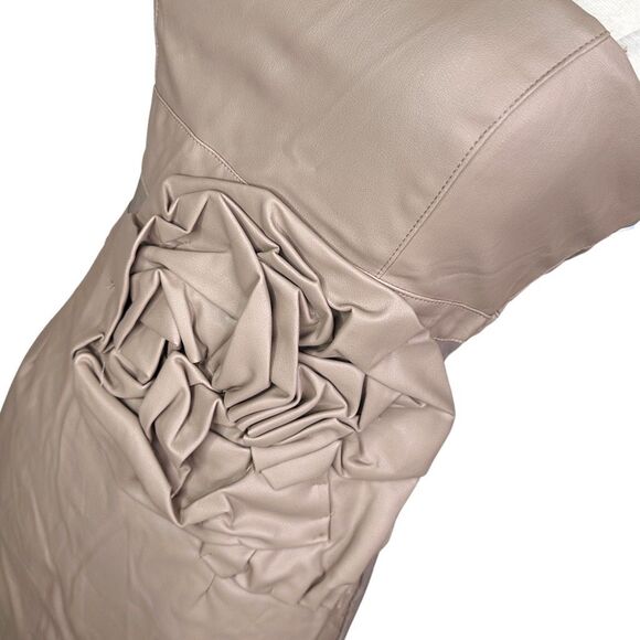 Lucy & Co Faux Leather Rosette Mesh Mini Dress - Size Small (EU38) - Picture 3 of 5